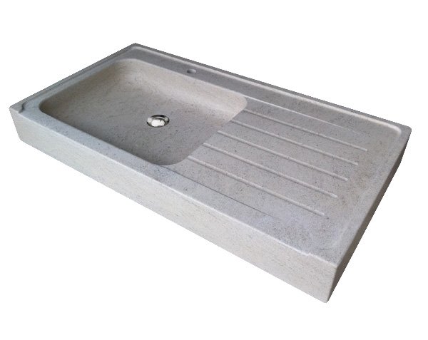 Stone sink with drainer - Charmot Light Honed