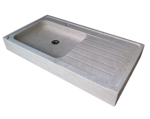 Stone sink with drainer - Charmot Light Honed