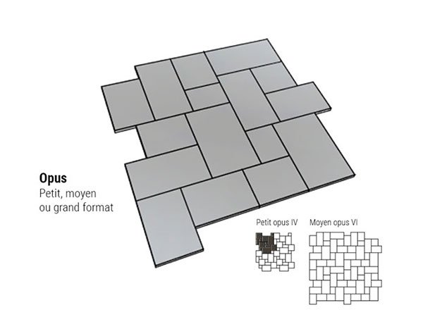 Opus Pattern Paving in Burgundy Limestone - Technical plan