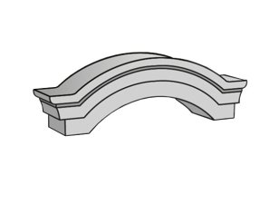 Eyebrow pediment in natural limestone Eyebrow pediment in natural limestone