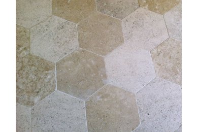 Tomettes hexagonales en pierre de bourgogne finition adouci Tomettes hexagonales en pierre de bourgogne finition adouci