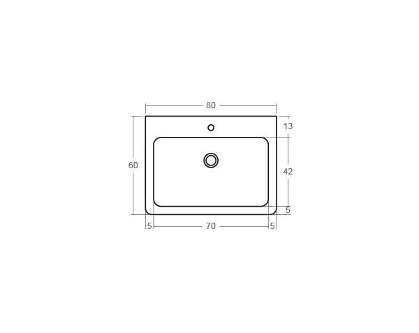 Sink Single bowl - Technical plan 80 cm