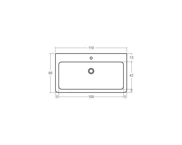 Sink Single bowl - Technical plan 110 cm