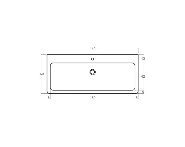 Sink Single bowl - Technical plan 140 cm