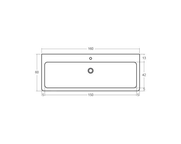 Sink Single bowl - Technical plan 160 cm