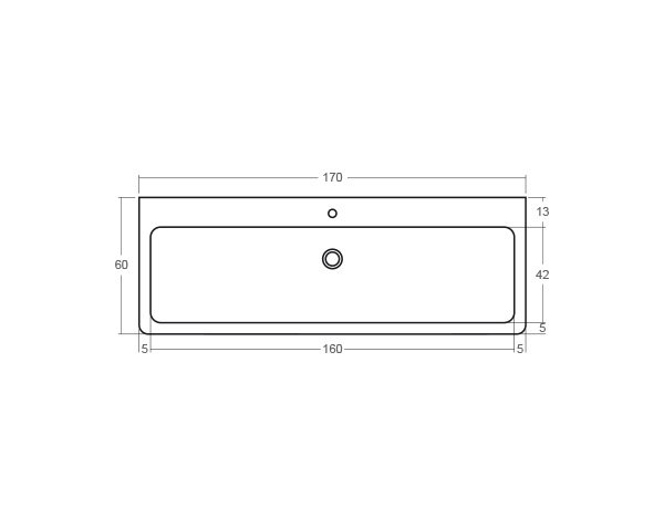 Sink Single bowl - Technical plan 170 cm