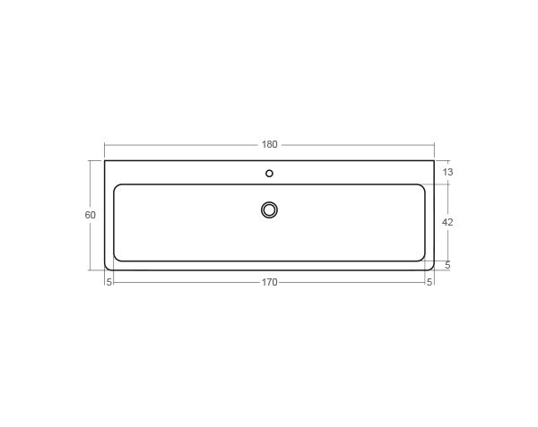 Sink Single bowl - Technical plan 180 cm