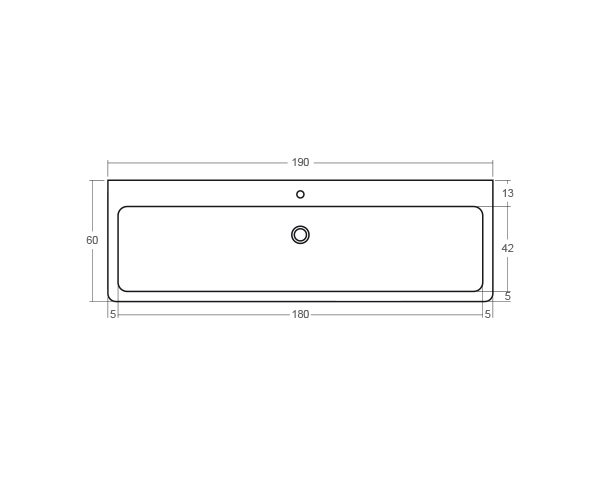 Sink Single bowl - Technical plan 190 cm