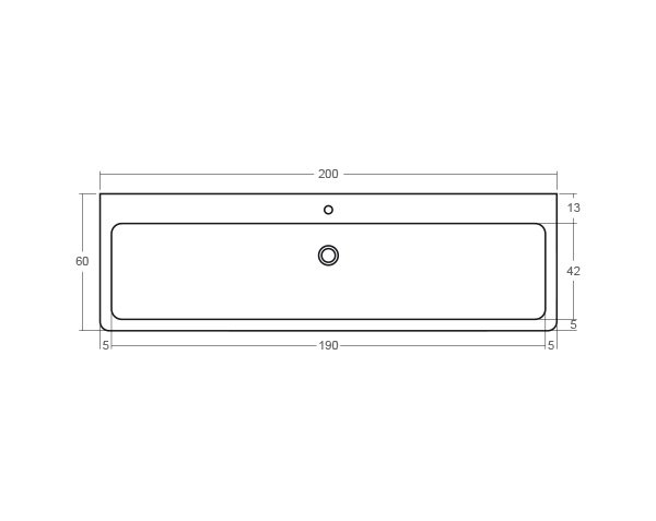 Evier 1 bac - Schéma technique 200 cm