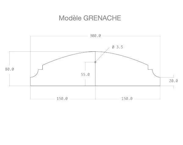 Fontaine en pierre - Modèle GRENACHE - Schéma technique 300 cm