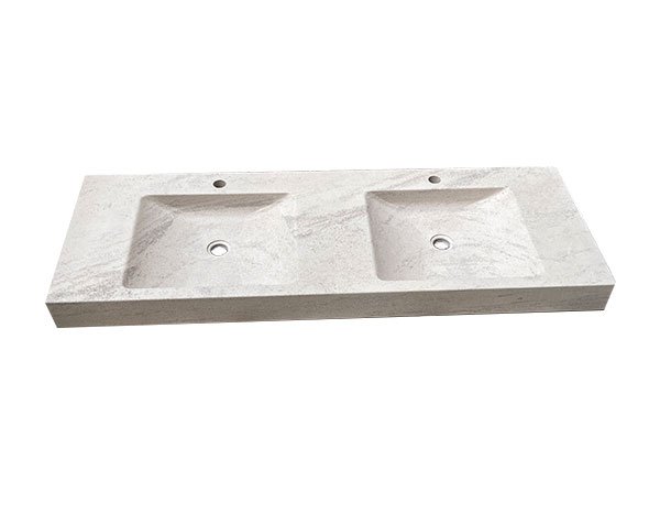 Double-bowl washbasin - Charmot Light Honed