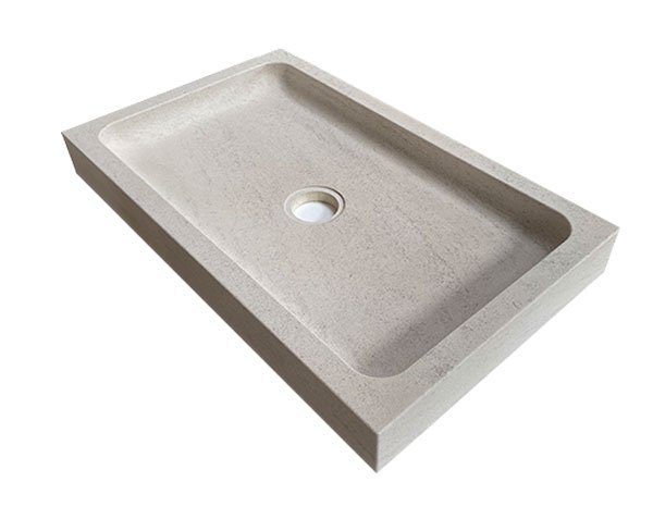 Light color rectangular washbasin - Charmot Light Honed