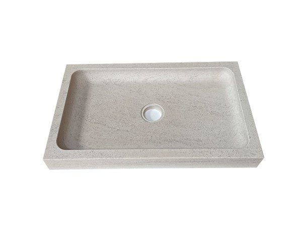 Vasque rectangulaire sans percement robinetterie - Charmot Clair Adouci Vasque rectangulaire sans percement robinetterie - Charmot Clair Adouci