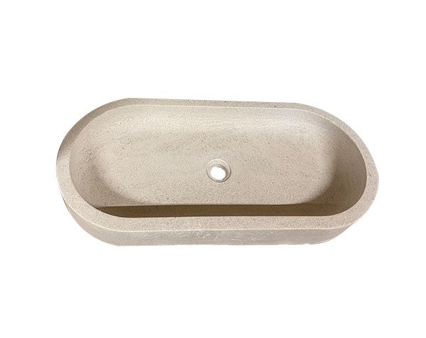 Large Elongated Sink in Natural Limestone - Charmot Light Honed Large Elongated Sink in Natural Limestone - Charmot Light Honed