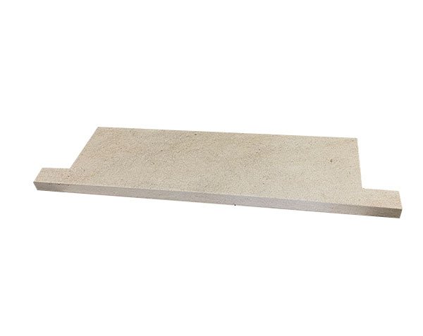Door threshold with custom made rectangle ears - Burgundy limestone