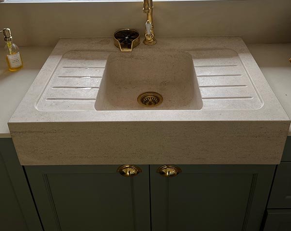 Limestone Bastion single bowl sink - Charmot Light Honed Limestone Bastion single bowl sink - Charmot Light Honed