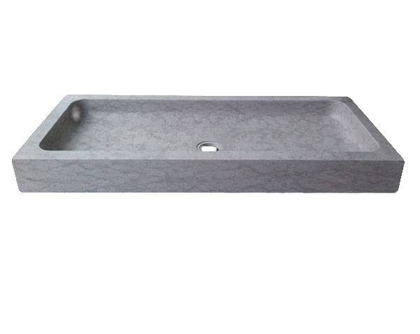 Rectangle washbasin in Burgundy limestone - Bleu de Lignières Honed