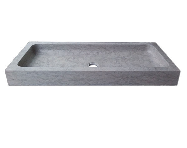 Rectangle washbasin in Burgundy limestone - Bleu de Lignières Honed