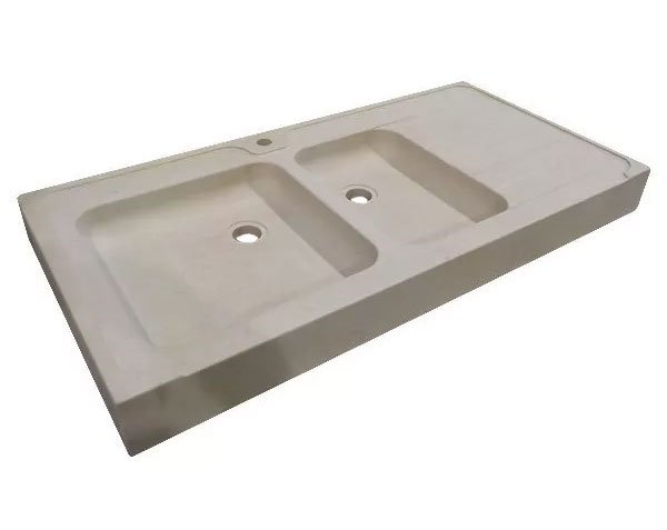 Limestone sink 2 bowls - Charmot Light Honed Limestone sink 2 bowls - Charmot Light Honed