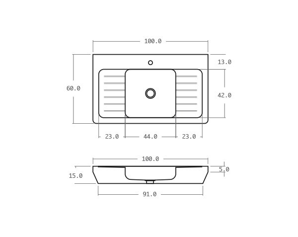 Evier en pierre extérieur - Schéma technique 100 cm