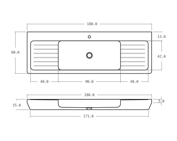 Outdoor limestone sink - Technical plan 180 cm