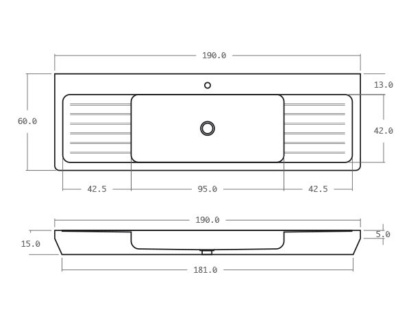 Evier en pierre extérieur - Schéma technique 190 cm