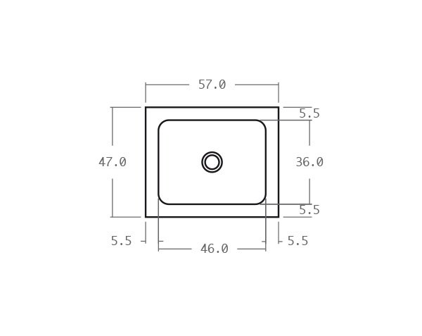 Office sink in stone - Technical plan 57 cm
