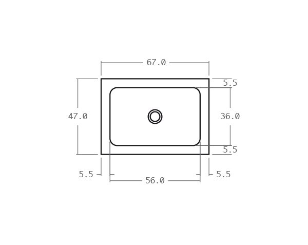 Office sink in stone - Technical plan 67 cm