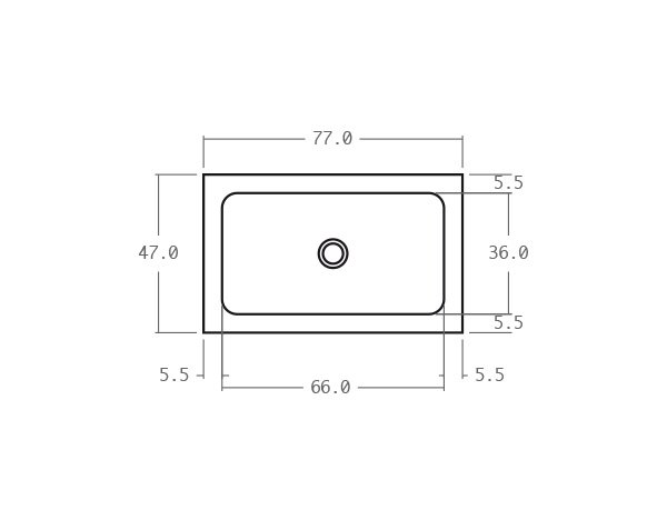 Timbre d'office en pierre - Schéma technique 77 cm