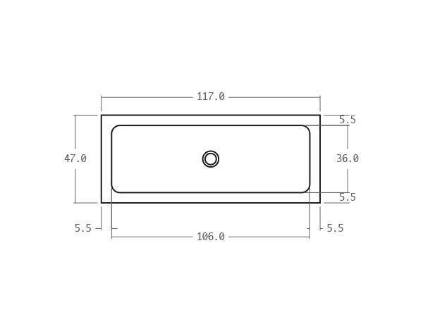 Office sink in stone - Technical plan 117 cm