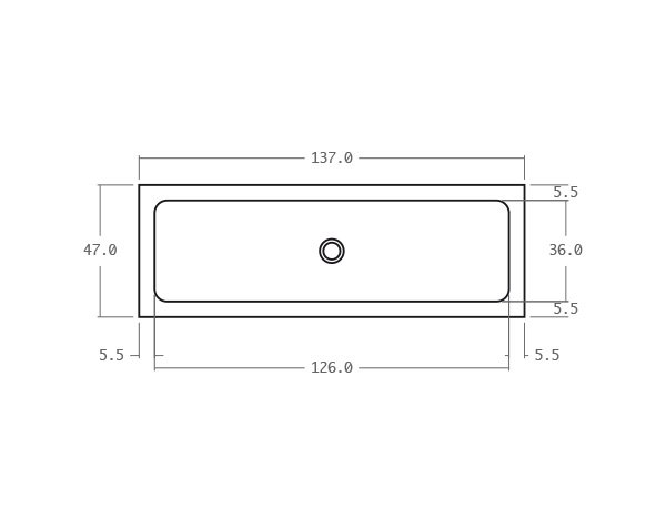 Office sink in stone - Technical plan 137 cm