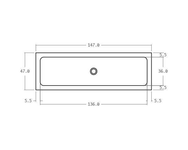 Office sink in stone - Technical plan 147 cm