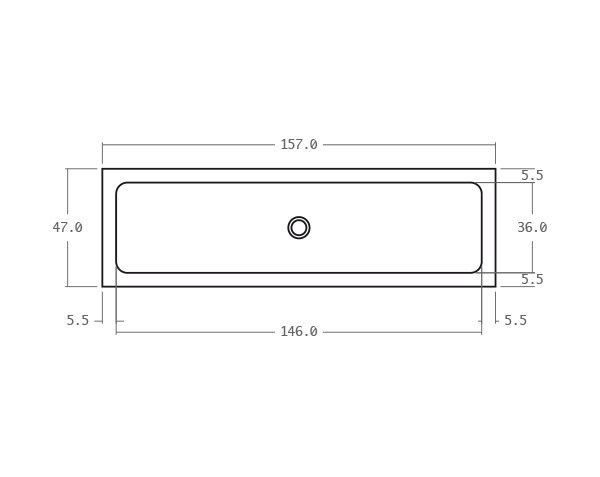 Timbre d'office en pierre - Schéma technique 157 cm