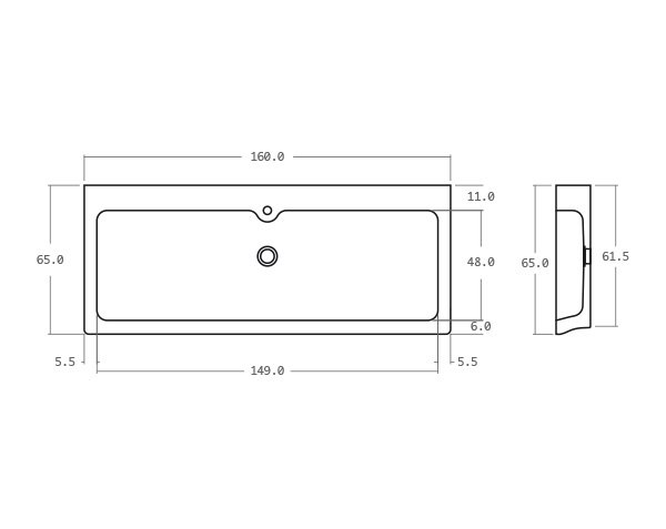 Limestone sink Kitchen - Technical plan 160 cm