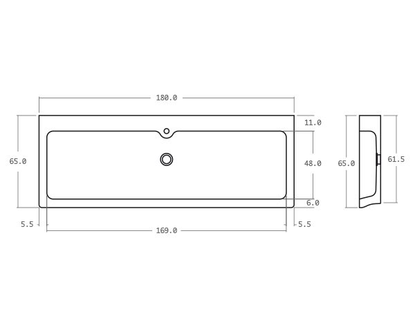 Limestone sink Kitchen - Technical plan 180 cm