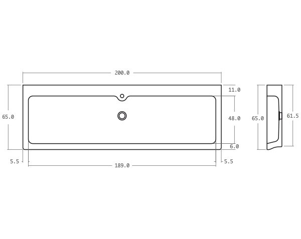 Limestone sink Kitchen - Technical plan 200 cm