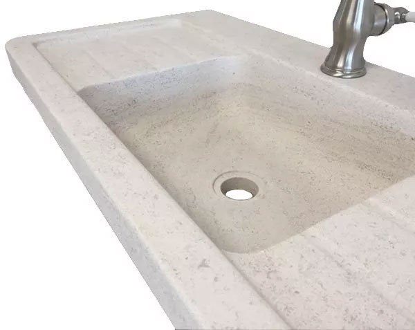 Sink with 2 drainers - Charmot Light Honed