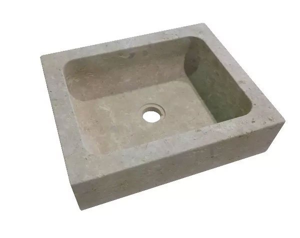 Square stone sink - Lanvignes Doré Golden-Yellow Aged