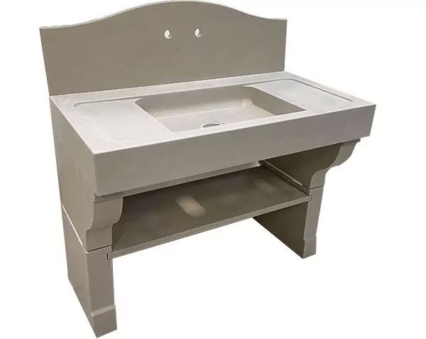 Jambages en pierre de Comblanchien Clair Modèle Corton - Evier, jambages, crédences et tablette dans les rainures Jambages en pierre de Comblanchien Clair Modèle Corton - Evier, jambages, crédences et tablette dans les rainures