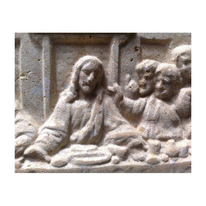 Sculpture Murale Bois Vintage – La Cène – Fait Main, Italie Années 80 (29,5 X 14 Cm)