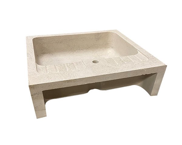 Stone sink with underside recess for weight reduction - Charmot Golden Honed