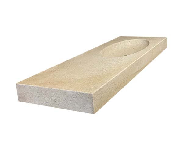 Round bowl washbasin - Limestone Charmot Golden Honed