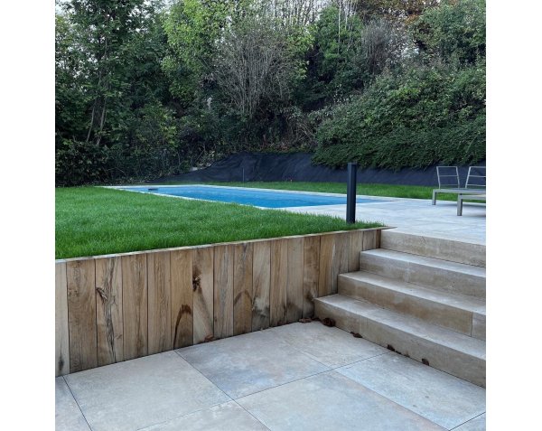 Solid outdoor pool steps - Semond Blended Aged