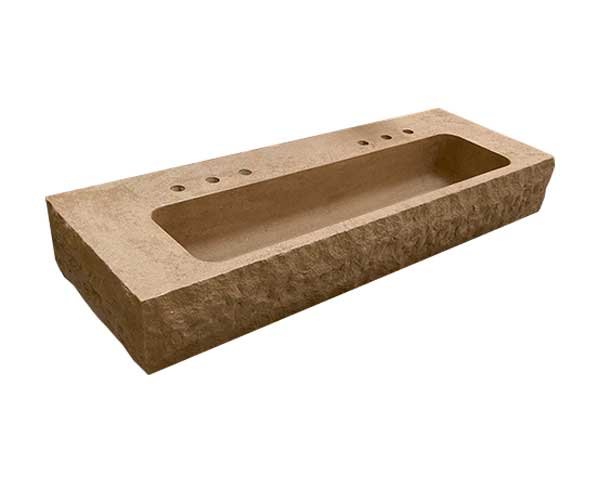 Sink with natural rough sides - Charmot Golden Honed finish