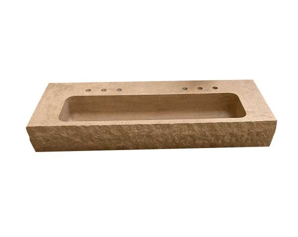 Sink with natural rough sides - Charmot Golden Honed finish