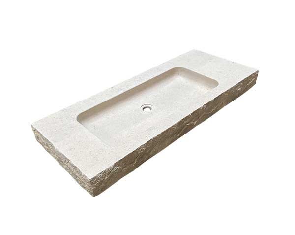 Bathroom basin, Raw Block - Charmot Light Honed limestone