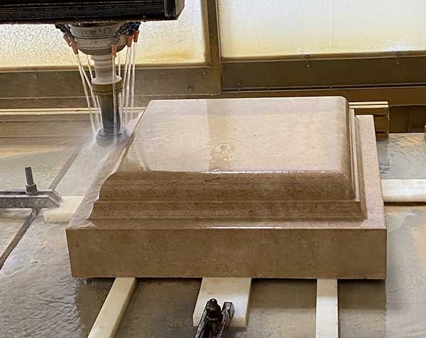 Custom machining of flat pillar cap - Stone carving