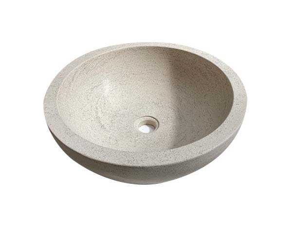 Bowl-shaped limestone basin - Charmot Light Honed