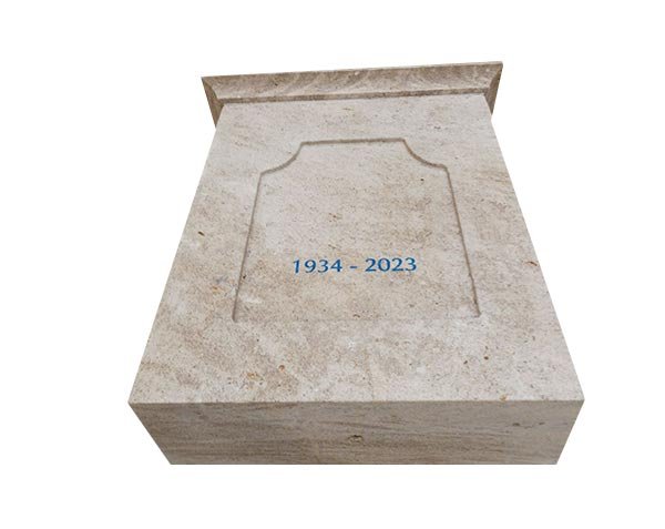 Custom-made headstone - Engraving filled with blue color Custom-made headstone - Engraving filled with blue color