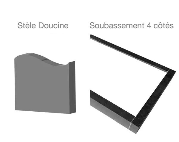 Monument funéraire paysager avec stèle doucine. Monument funéraire paysager avec stèle doucine.